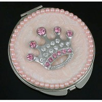 Pocket Mirror - Rhinestone Crown - Pink -MR-GM1253PN